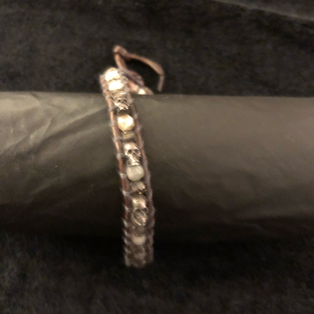 Chan Luu single wrap bracelet with 3 skulls